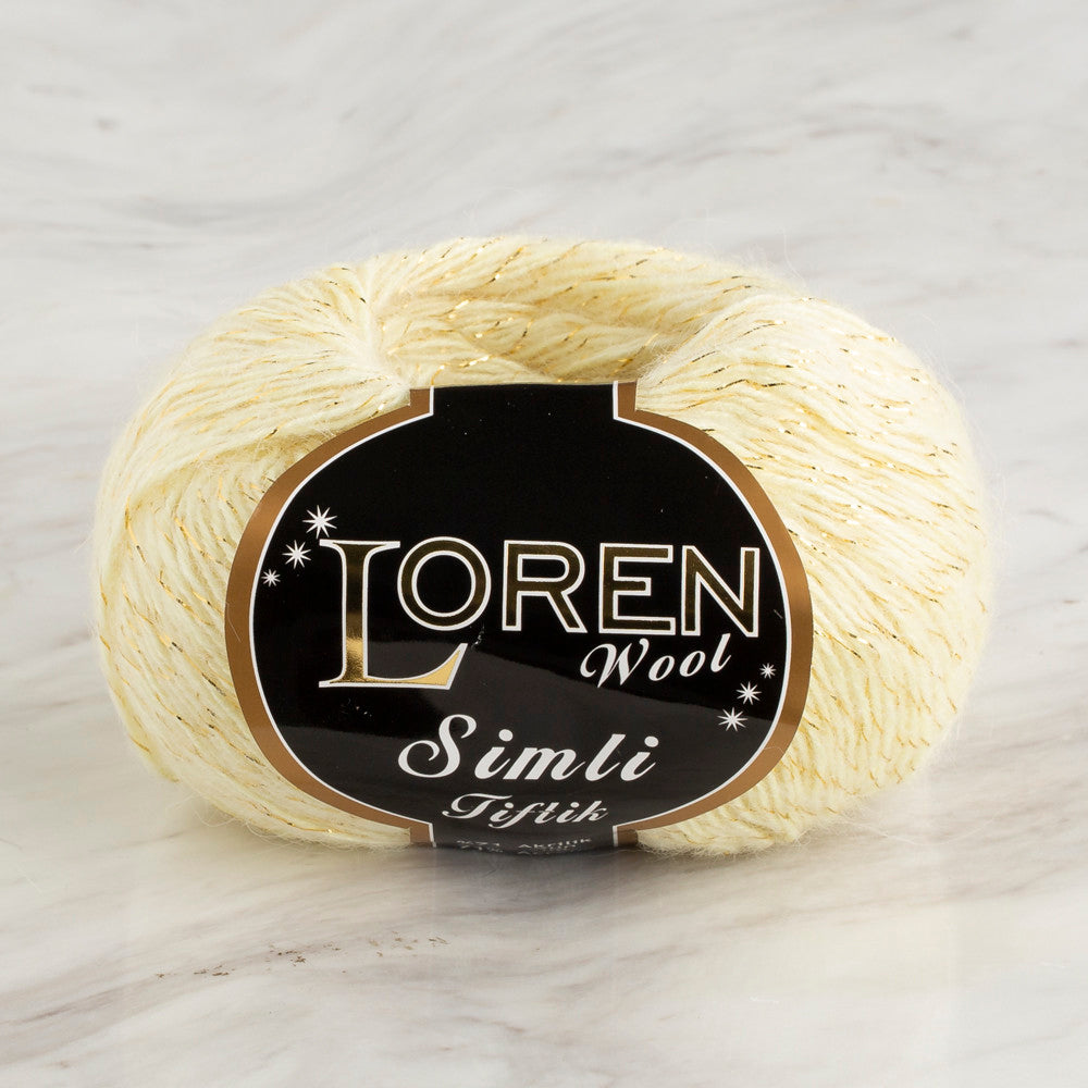 Loren Wool Simli Tiftik 10'lu Paket x 50gr Krem El Örgü İpi - K2323