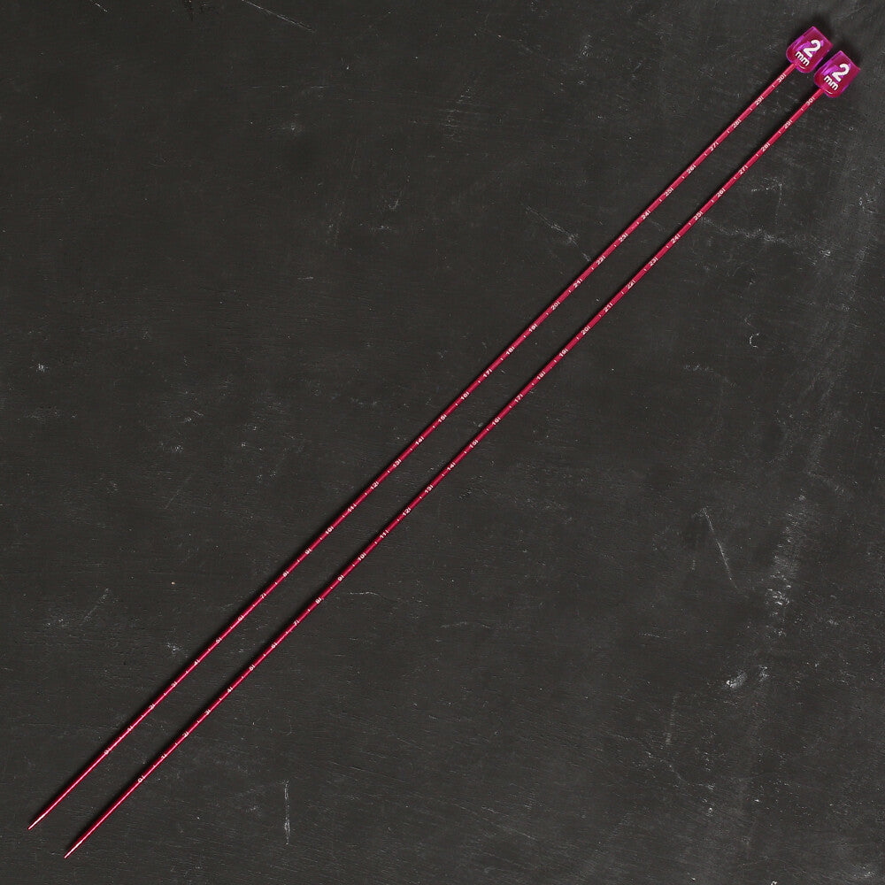 Pony Measure 2 mm 35 cm Kırmızı Cetvelli Alüminyum Örgü Şişi - 34501