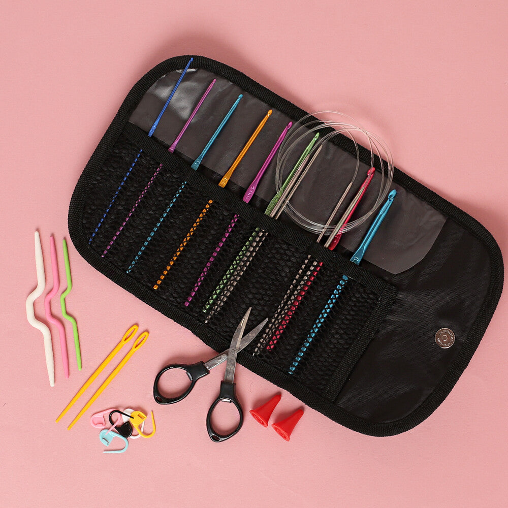 Loren Crafts Çantalı Tığ ve Örgü Aksesuarları Seti