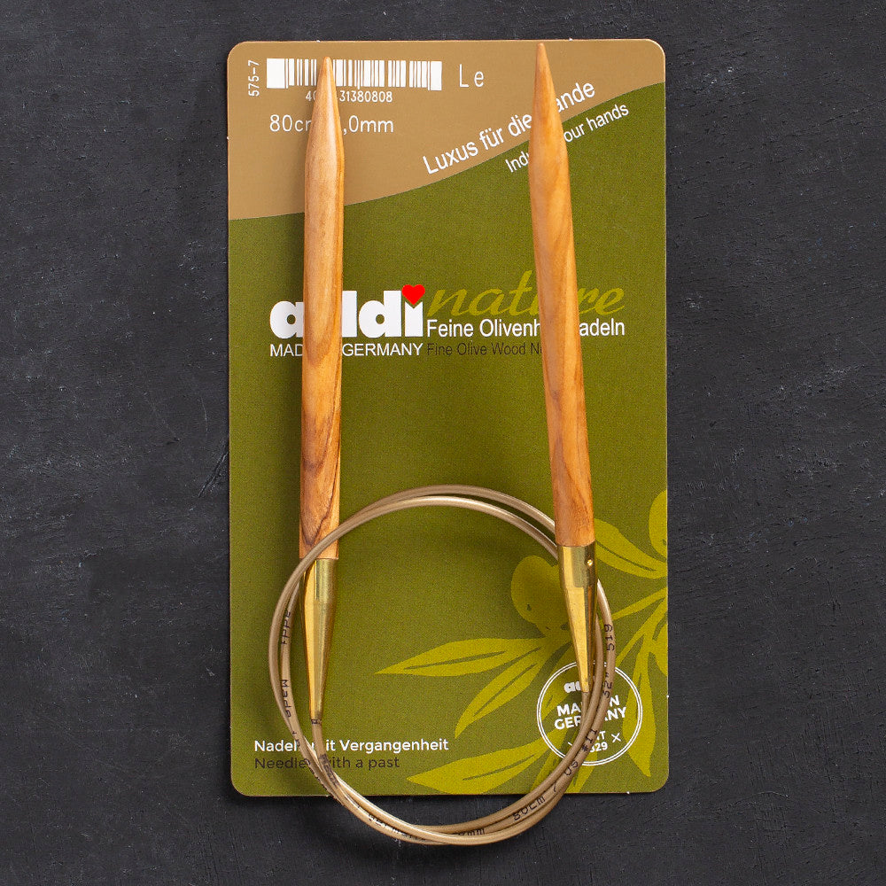 Addi Olive Wood 8 mm 80 cm Zeytin Ağacı Misinalı Örgü Şişi - 575-7