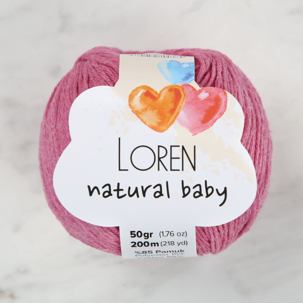 Loren Natural Baby Pembe El Örgü İpi - R095