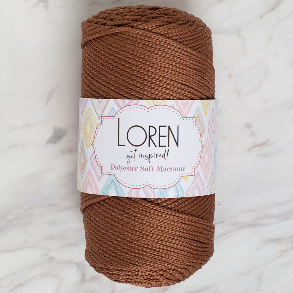 Loren Polyester Soft Macrame Kahverengi El Örgü İpi - LM033