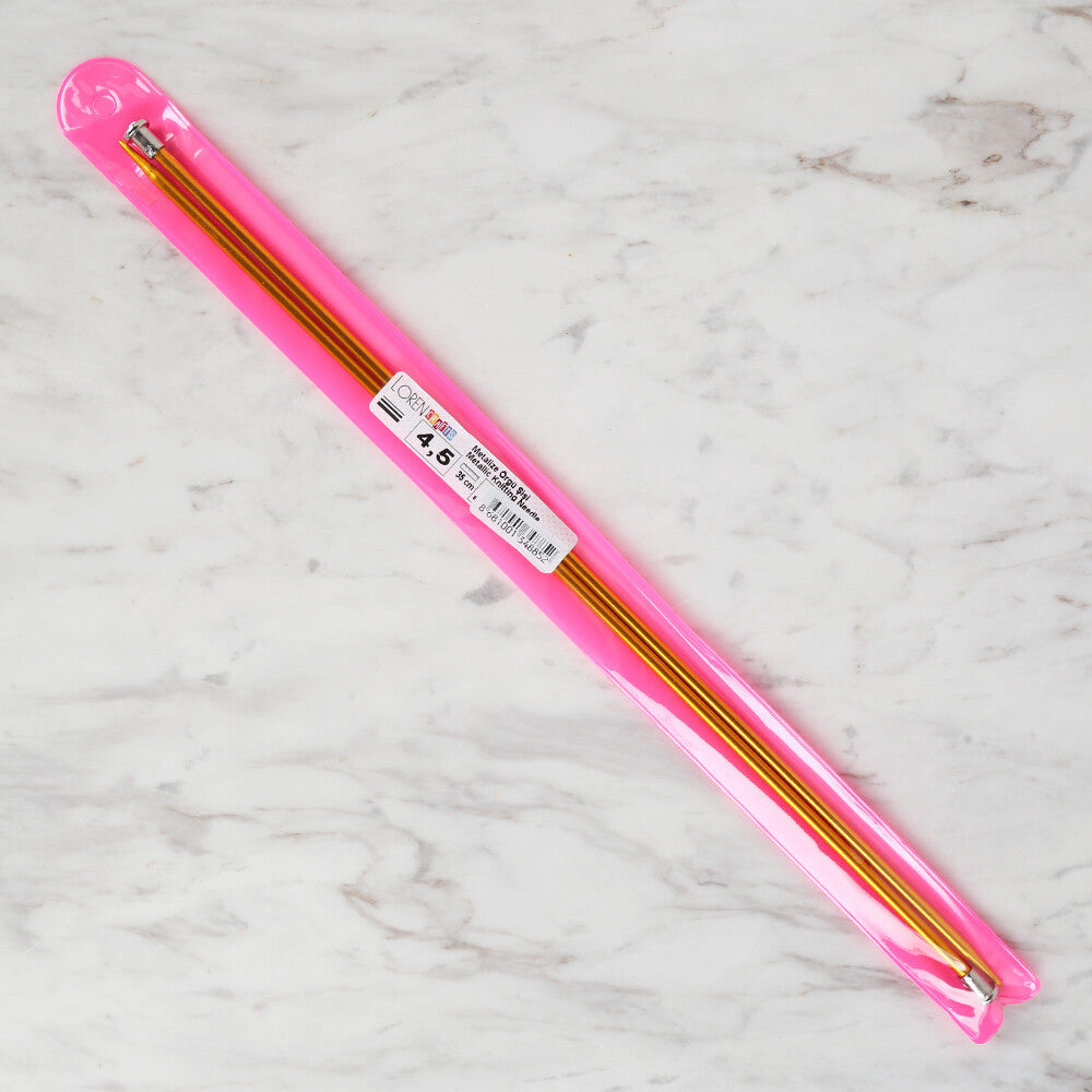 Loren Crafts 4,5 mm 35 cm Sarı Metal Örgü Şişi - LRN320