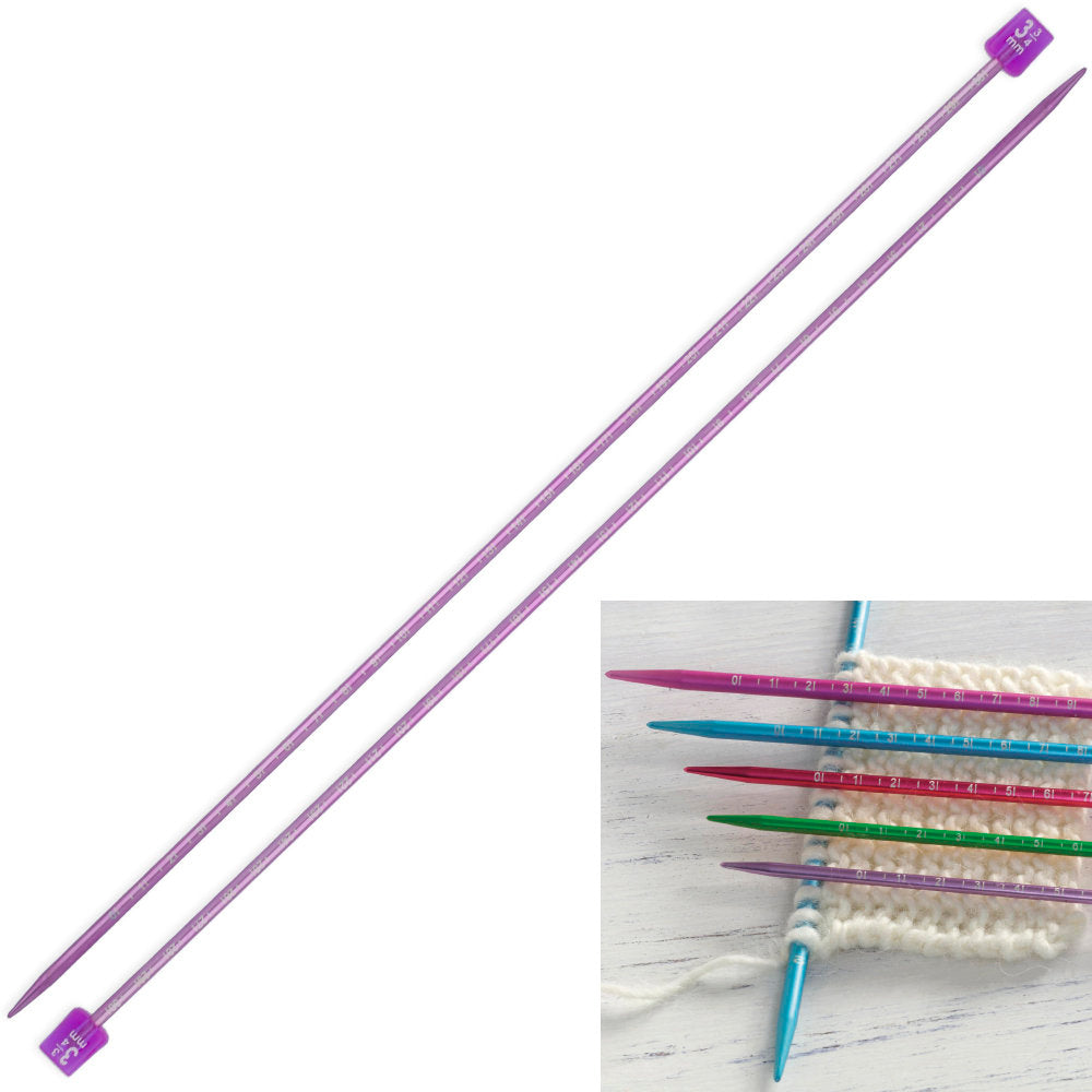 Pony Measure 3.75 mm 35 cm Mor Cetvelli Alüminyum Örgü Şişi - 34508