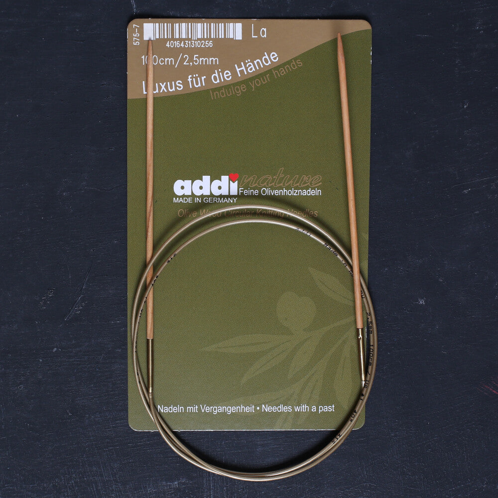 Addi Olive Wood 2,5 mm 100 cm Zeytin Ağacı Misinalı Örgü Şişi - 575-7