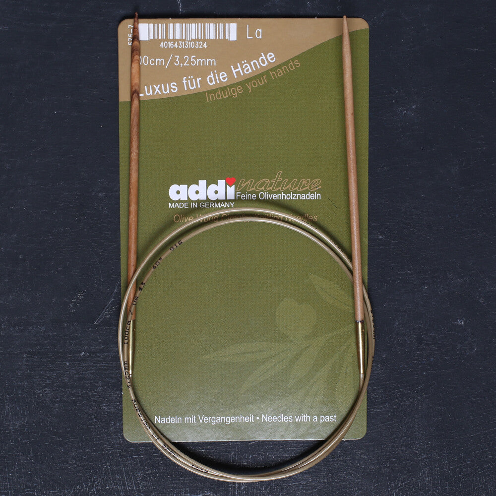 Addi Olive Wood 3,25mm 100cm Zeytin Ağacı Misinalı Örgü Şişi - 575-7