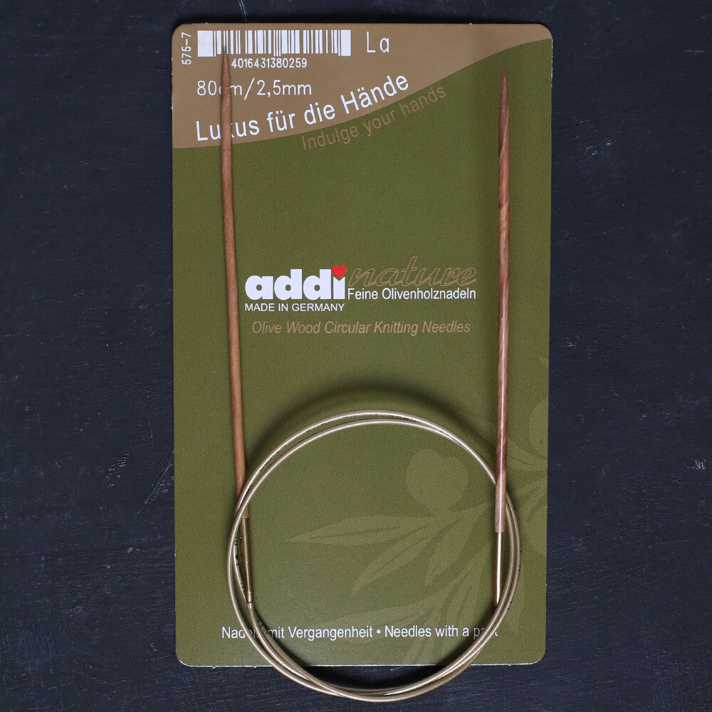 Addi Olive Wood 2,5 mm 80 cm Zeytin Ağacı Misinalı Örgü Şişi - 575-7