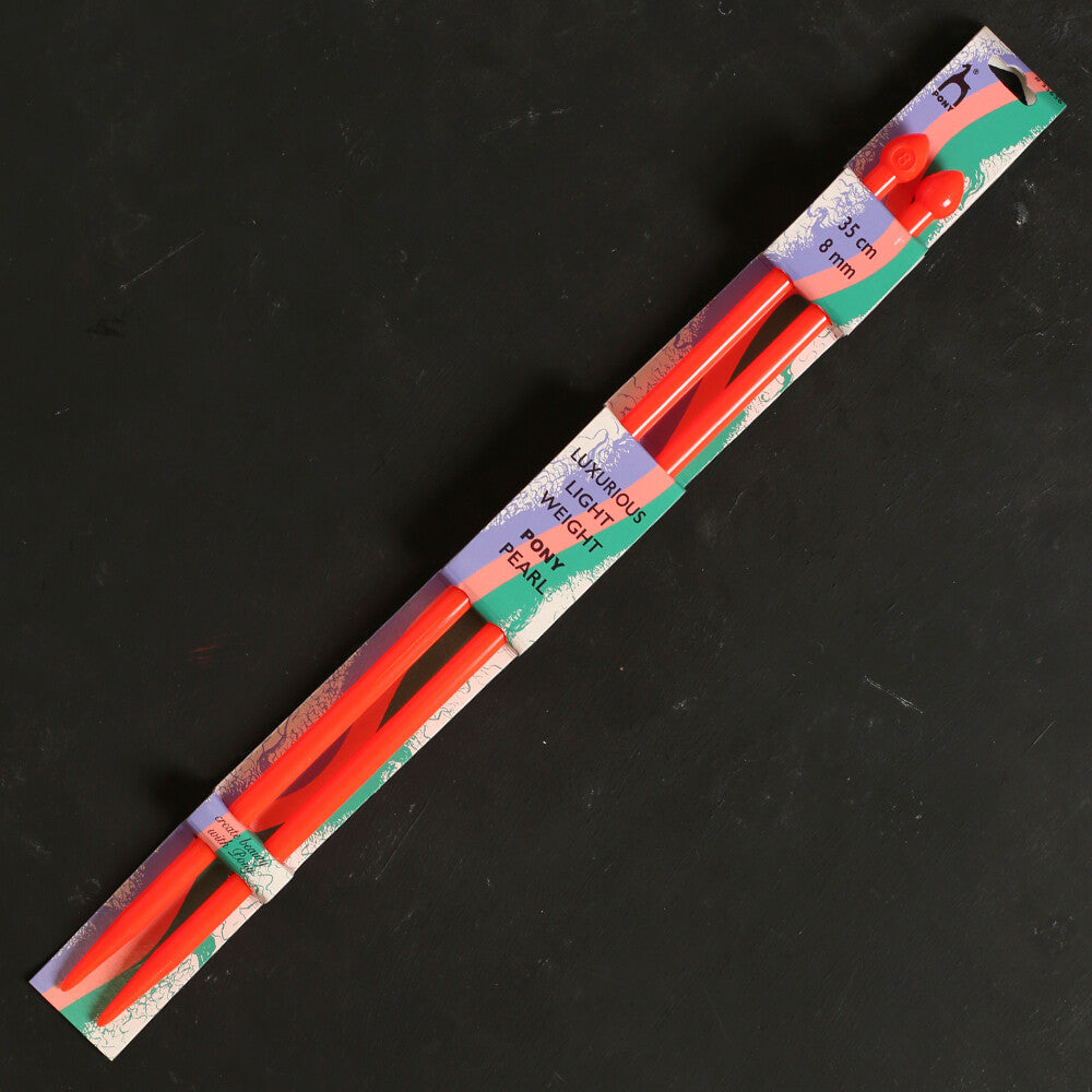 Pony Pearl  8 mm 35 cm Neon Turuncu Plastik Şiş - 33636