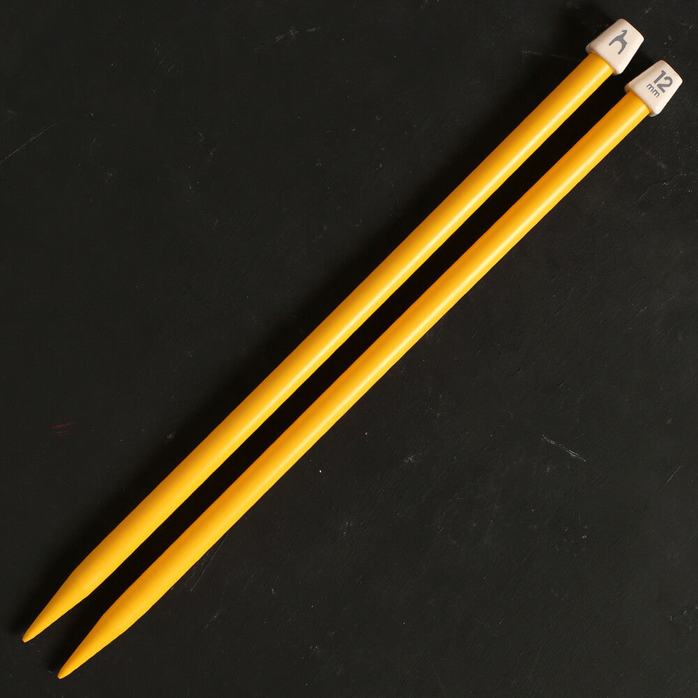 Pony Colour 12 mm 35 cm Sarı Plastik Örgü Şişi - 57670