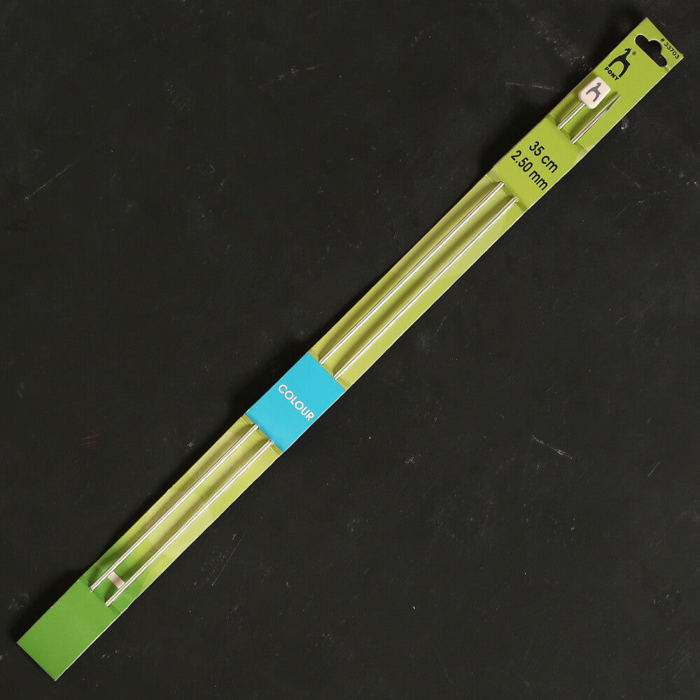 Pony Colour 2.5 mm 35 cm Su Yeşili Alüminyum Örgü Şişi - 33703