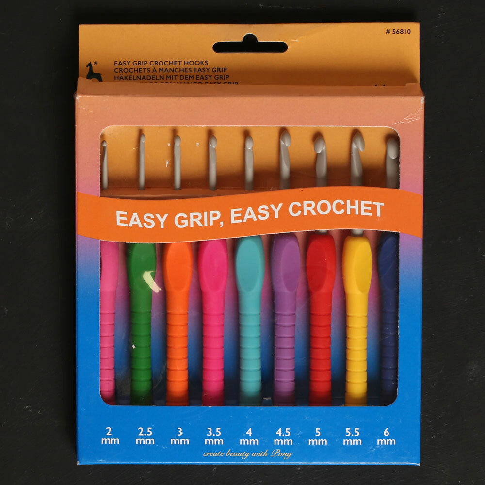 Pony Easy Grip 14 cm 9'lu Yumuşak Saplı Yün Tığ Seti - 56810
