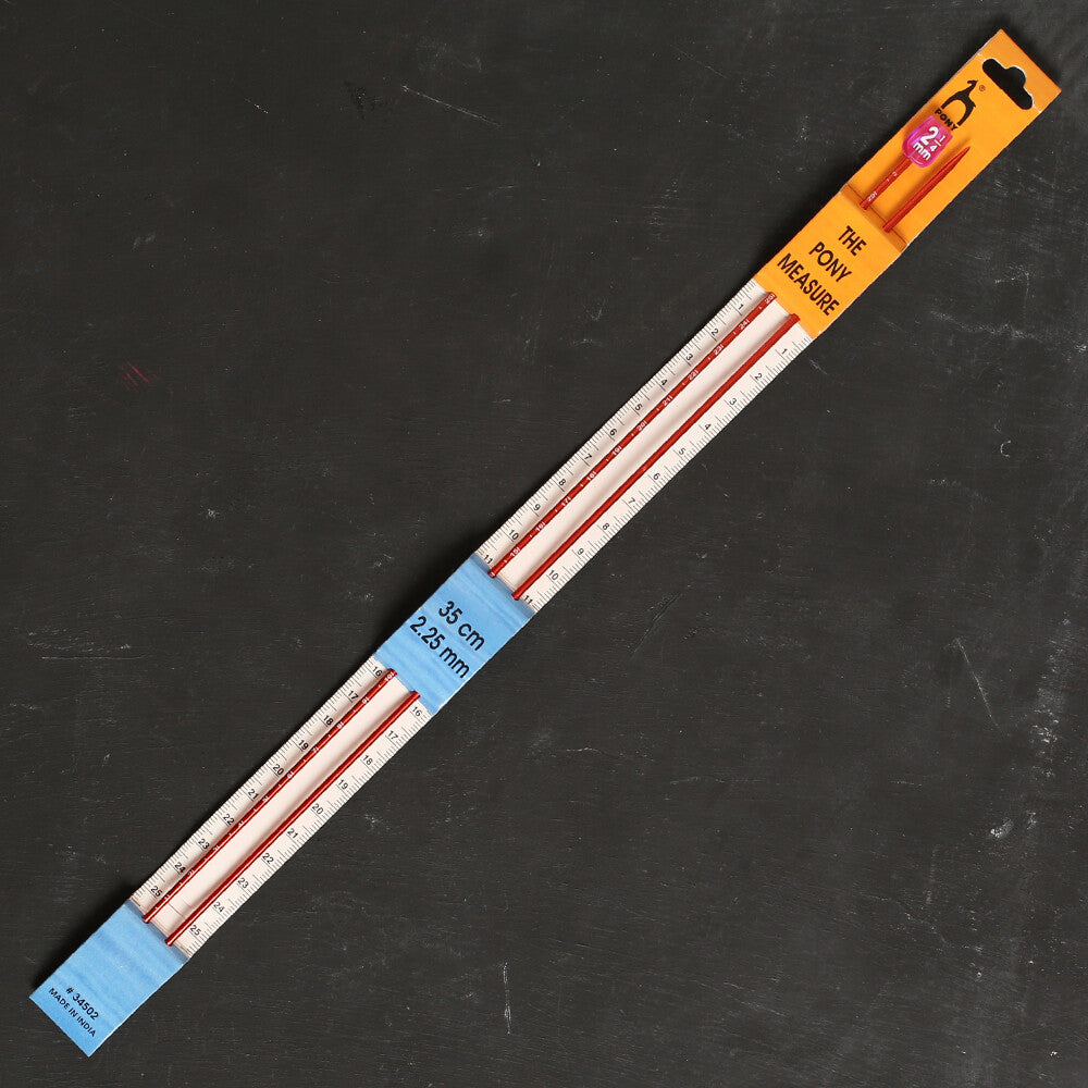 Pony Measure 2.25 mm 35 cm Turuncu Cetvelli Alüminyum Örgü Şişi - 34502