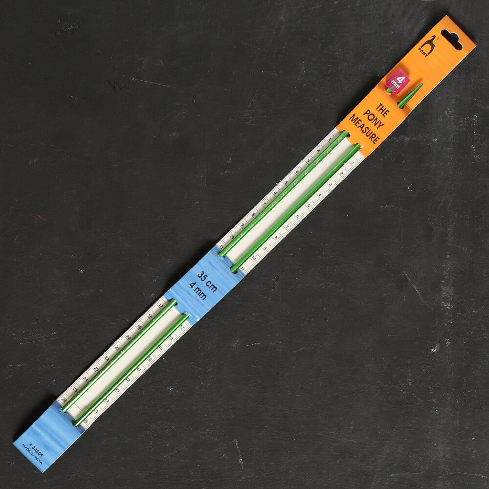 Pony Measure 4 mm 35 cm Yeşil Cetvelli Alüminyum Örgü Şişi - 34509
