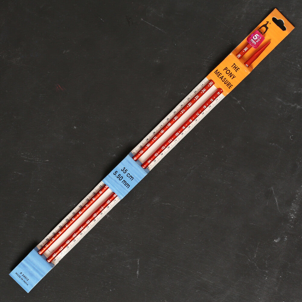 Pony Measure 5.5 mm 35 cm Turuncu Cetvelli Alüminyum Örgü Şişi - 34512