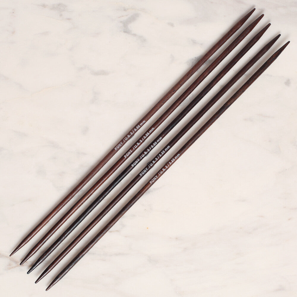 Pony Rosewood 5'li 3.25 mm 20 cm Gül Ağacı Çorap Şişi - 36807