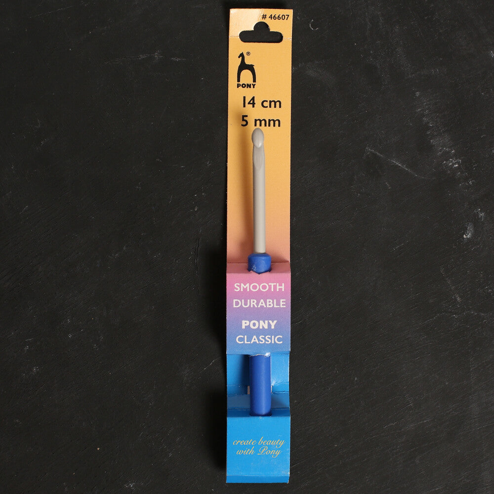 Pony 5 mm 14 cm Mavi Alüminyum Plastik Saplı Yün Tığ - 46607