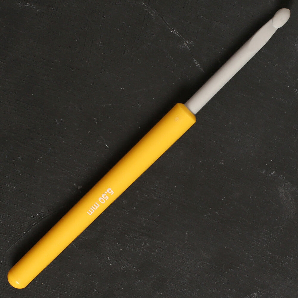 Pony 5.5 mm 14 cm Sarı Alüminyum Plastik Saplı Yün Tığ - 46608