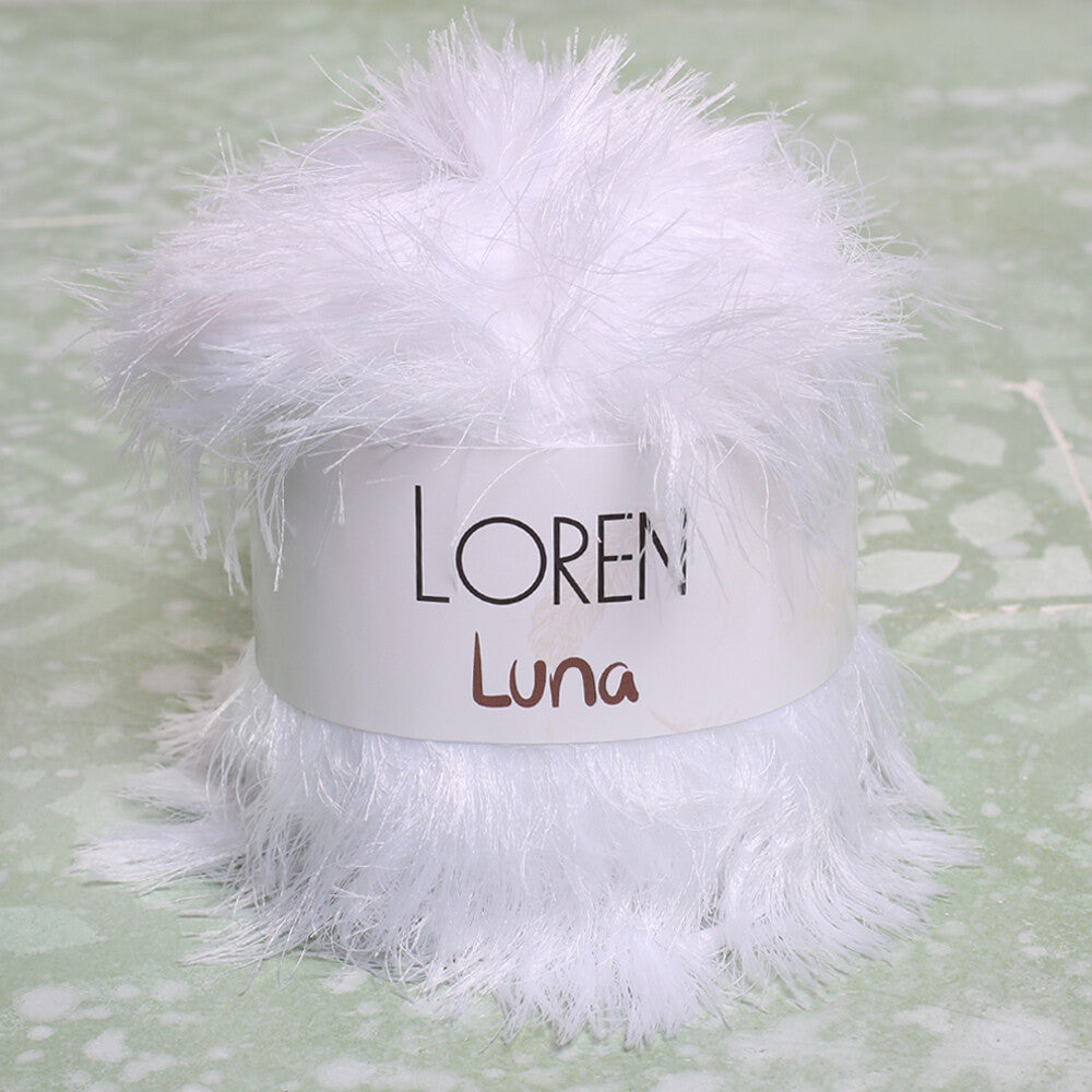 Loren Luna Tavşan Tüyü Beyaz El Örgü İpi - R001