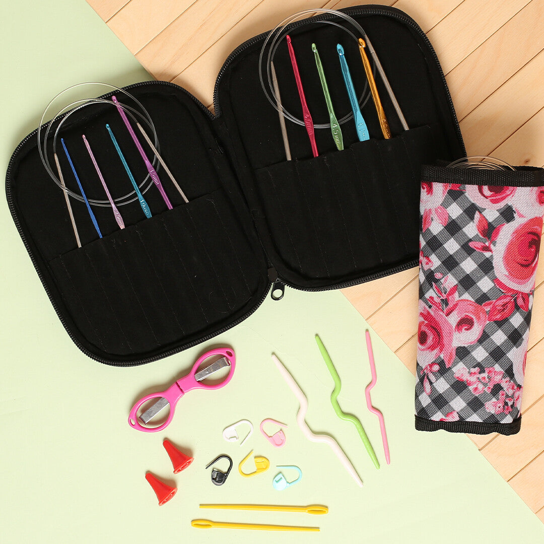 Loren Crafts Çantalı Tığ ve Örgü Aksesuarları Seti