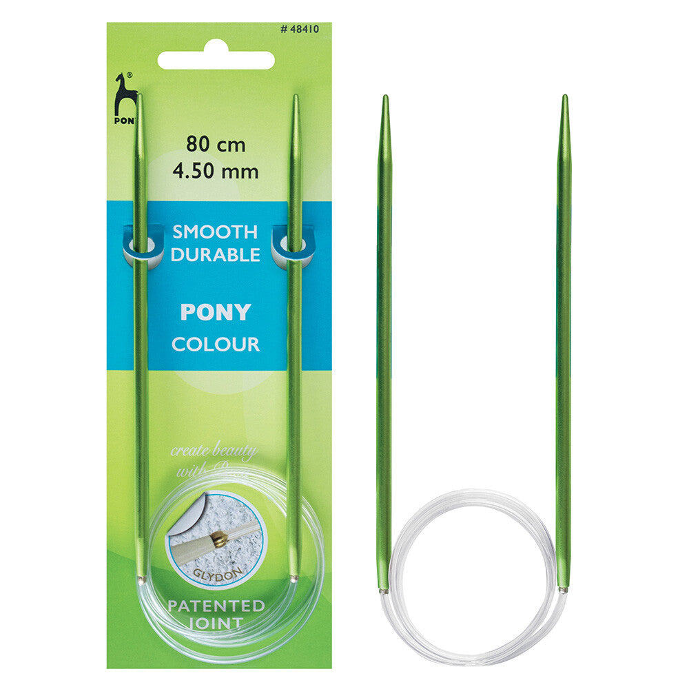 Pony Colour Smooth Durable 80 cm 4.50 mm Yeşil Misinalı Örgü Şişi - 48410