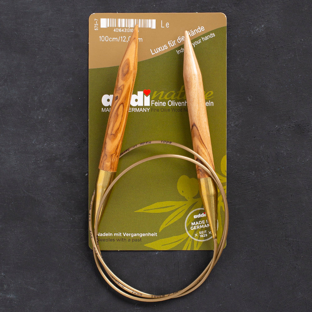 Addi Olive Wood 12 mm 100 cm Zeytin Ağacı Misinalı Örgü Şişi - 575-7