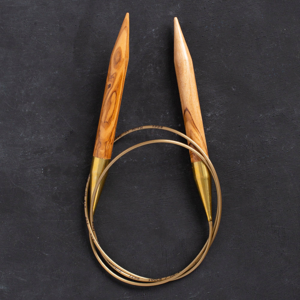 Addi Olive Wood 12 mm 100 cm Zeytin Ağacı Misinalı Örgü Şişi - 575-7