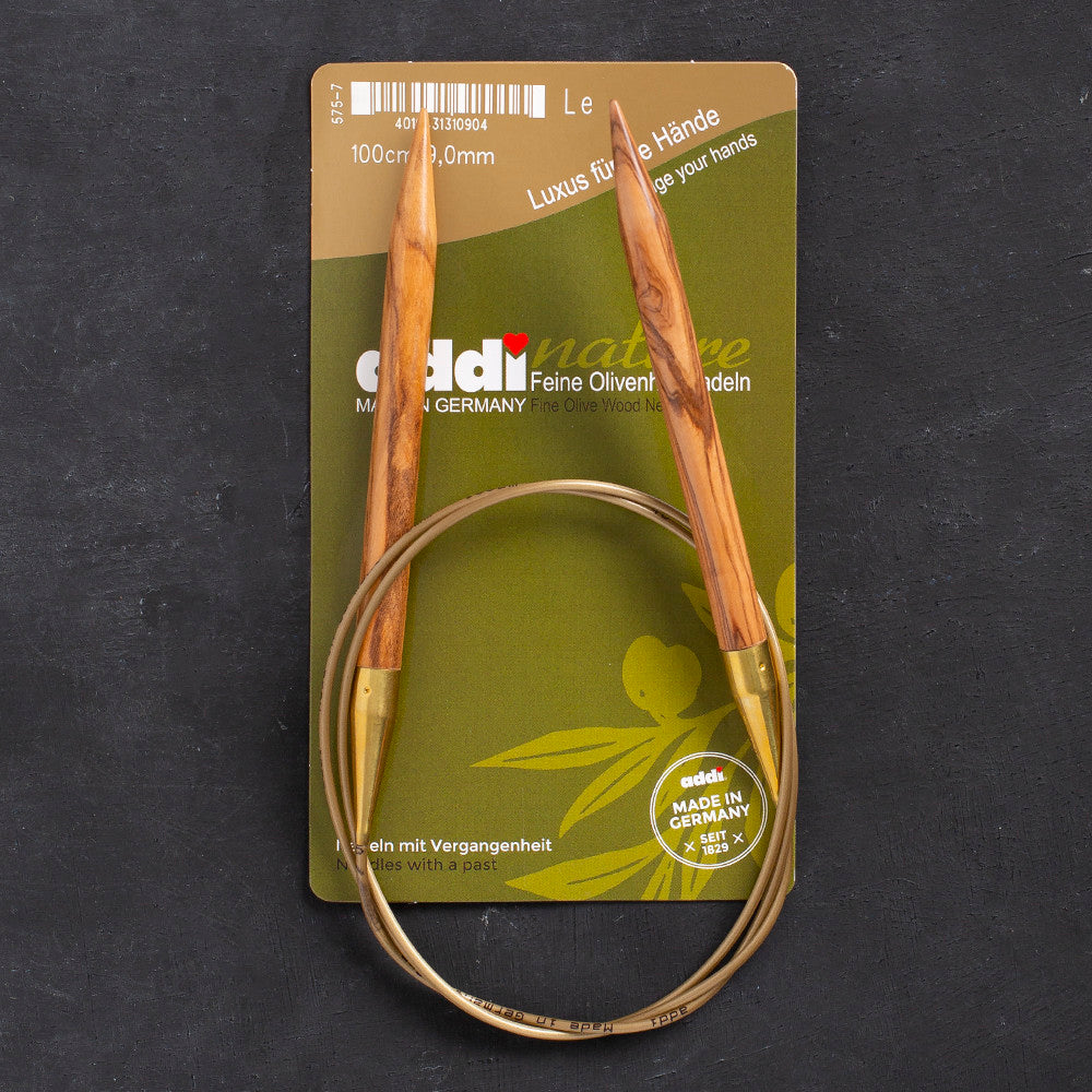 Addi Olive Wood 9 mm 100 cm Zeytin Ağacı Misinalı Örgü Şişi - 575-7