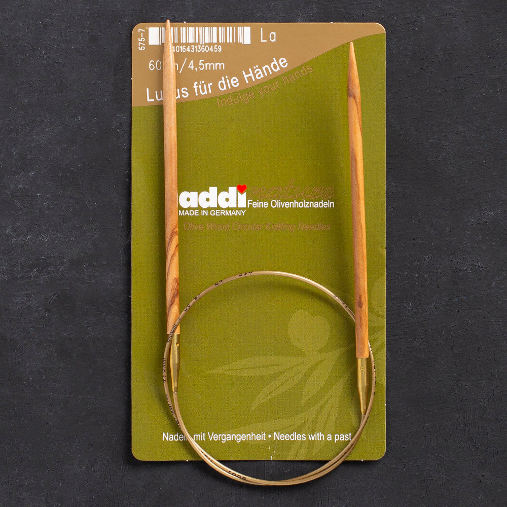 Addi Olive Wood 4,5 mm 60 cm Zeytin Ağacı Misinalı Örgü Şişi - 575-7