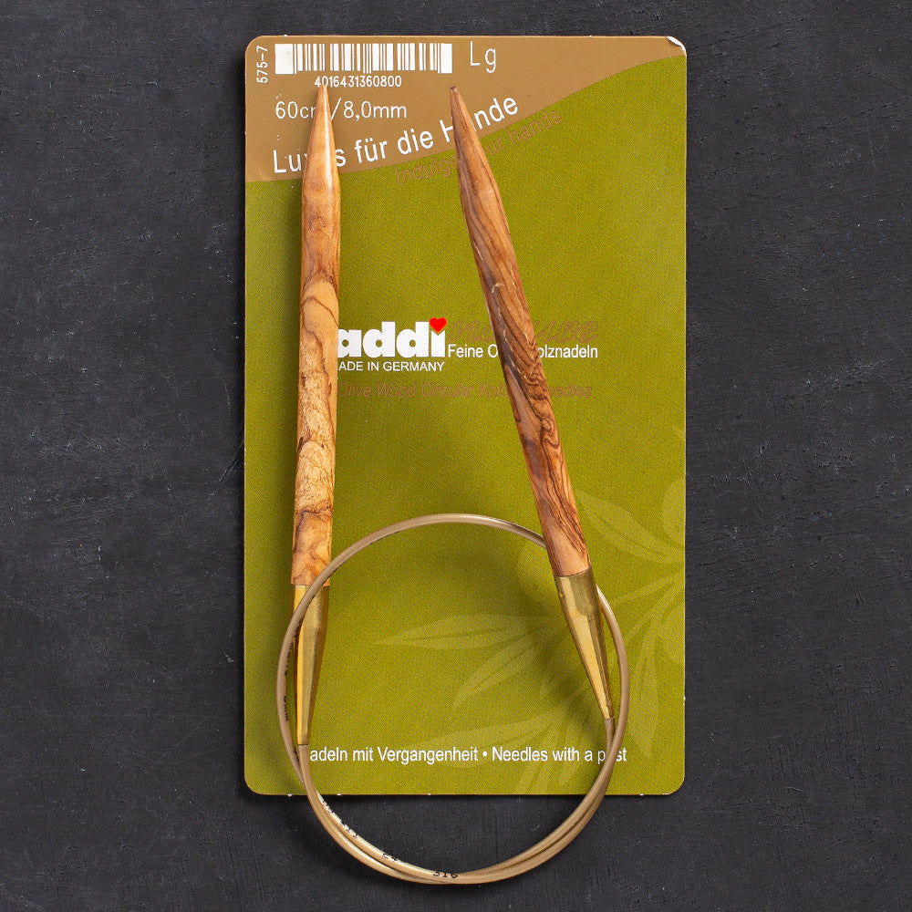 Addi Olive Wood 8 mm 60 cm Zeytin Ağacı Misinalı Örgü Şişi - 575-7