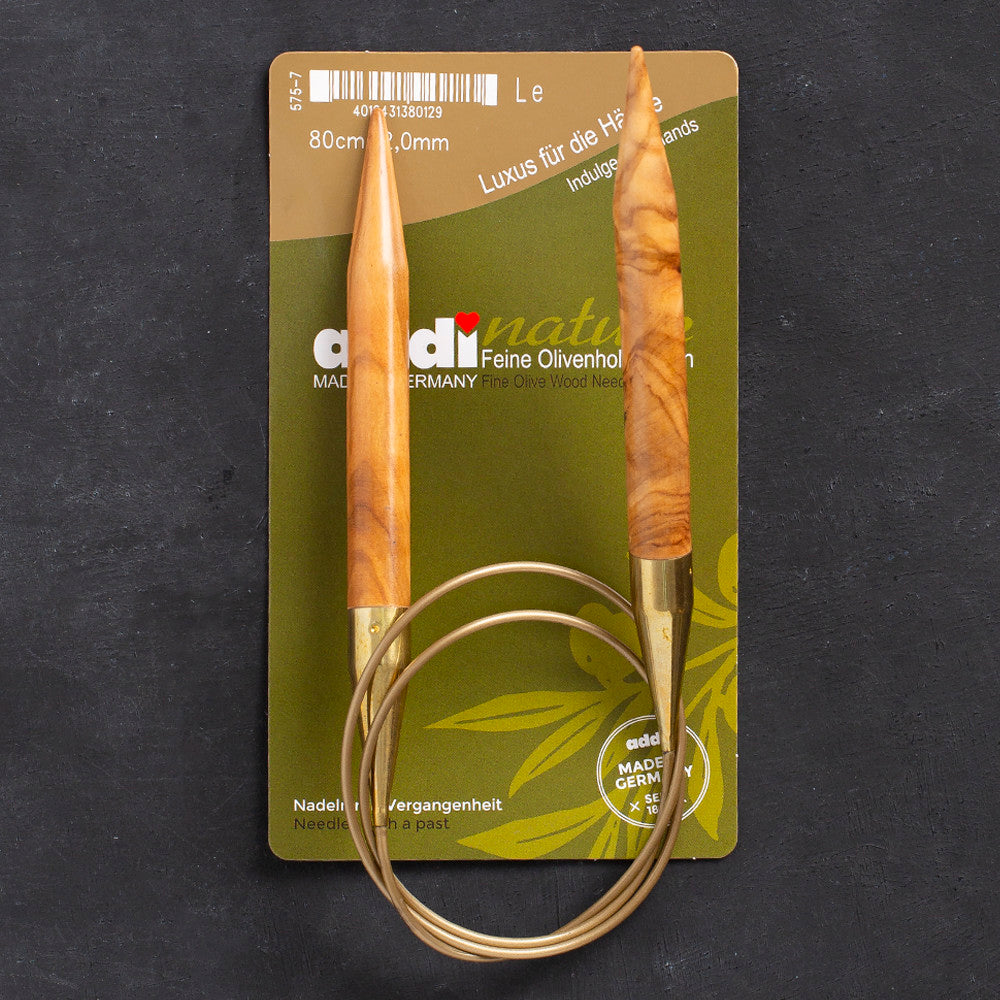 Addi Olive Wood 12 mm 80 cm Zeytin Ağacı Misinalı Örgü Şişi - 575-7