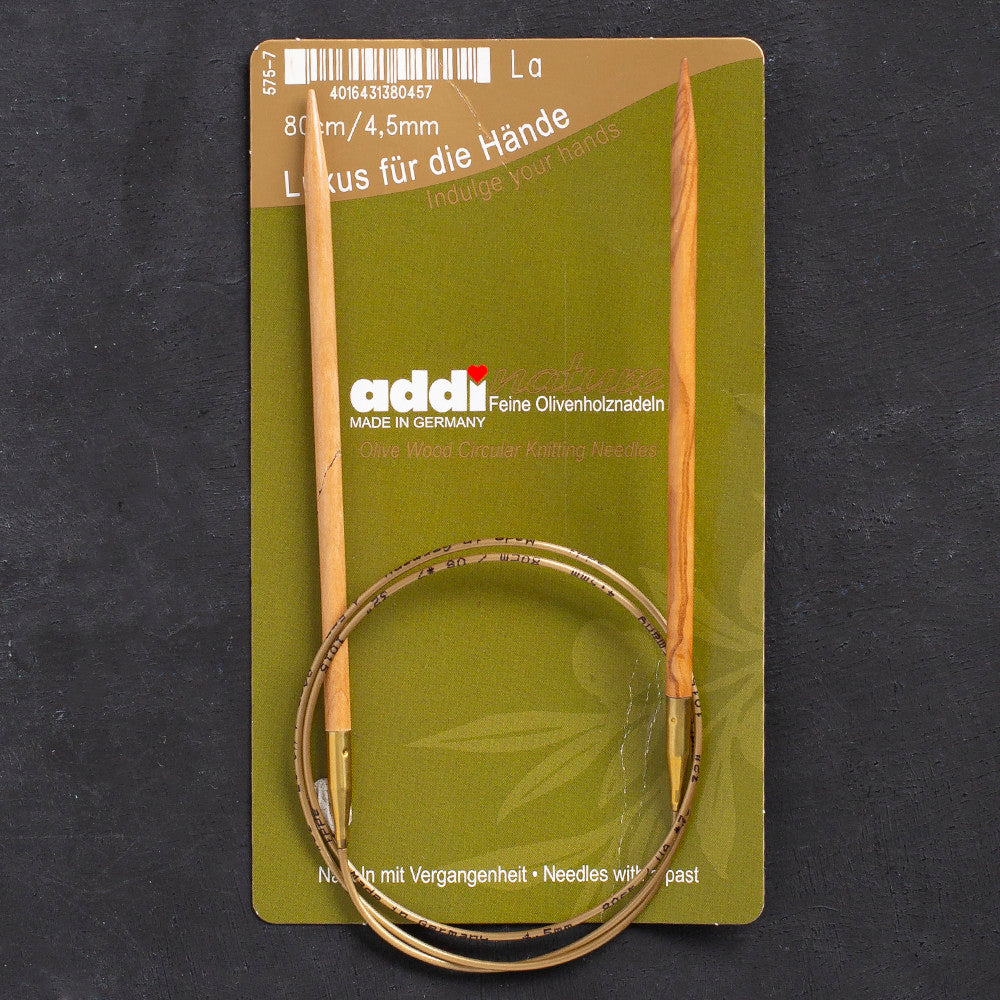 Addi Olive Wood 4,5 mm 80 cm Zeytin Ağacı Misinalı Örgü Şişi - 575-7