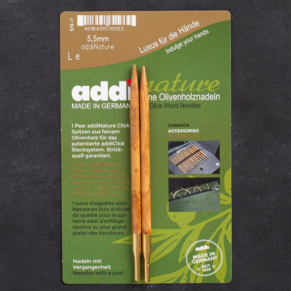 Addi Nature Olive Wood Click 5.5mm 13cm Misinalı Şiş Ucu - 576-2