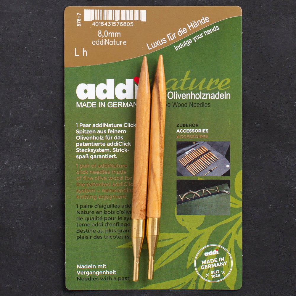 Addi Nature Olive Wood Click 8mm 13cm Misinalı Şiş Ucu - 576-2