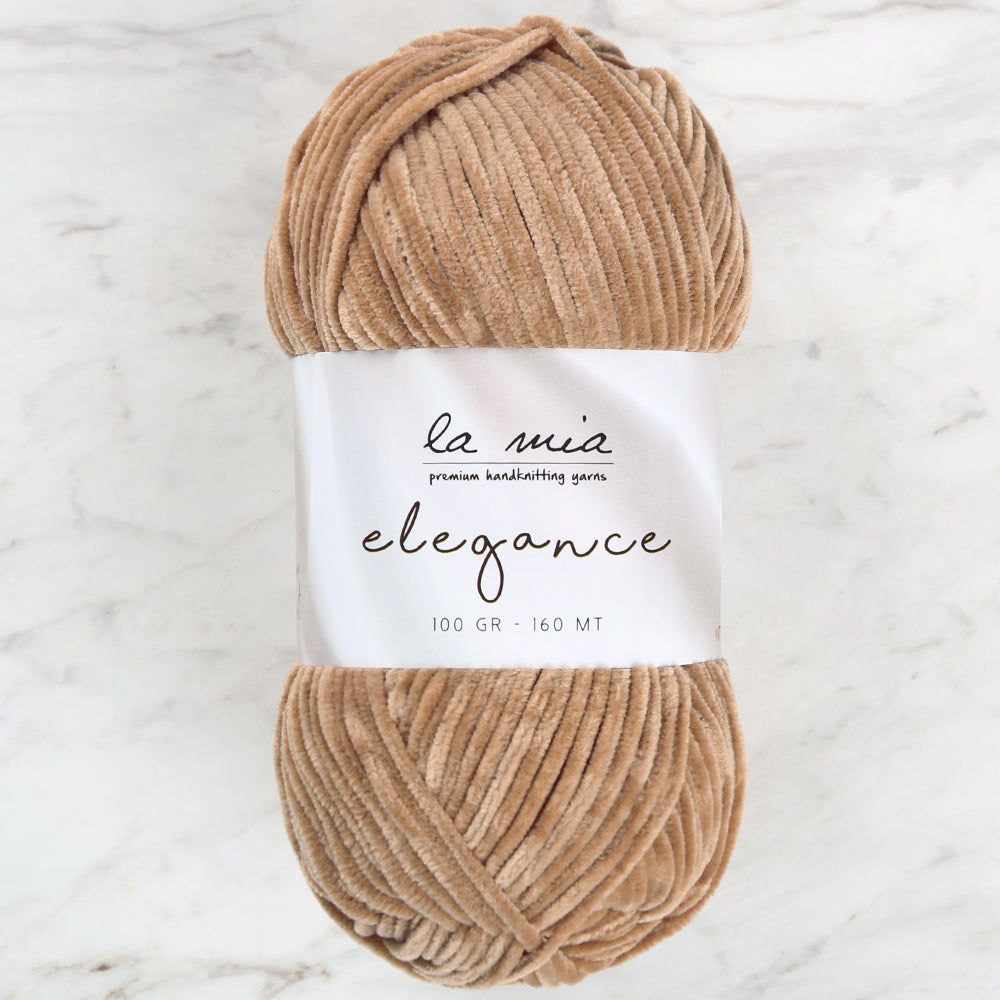 La Mia Elegance Kadife Bej El Örgü İpi - L934