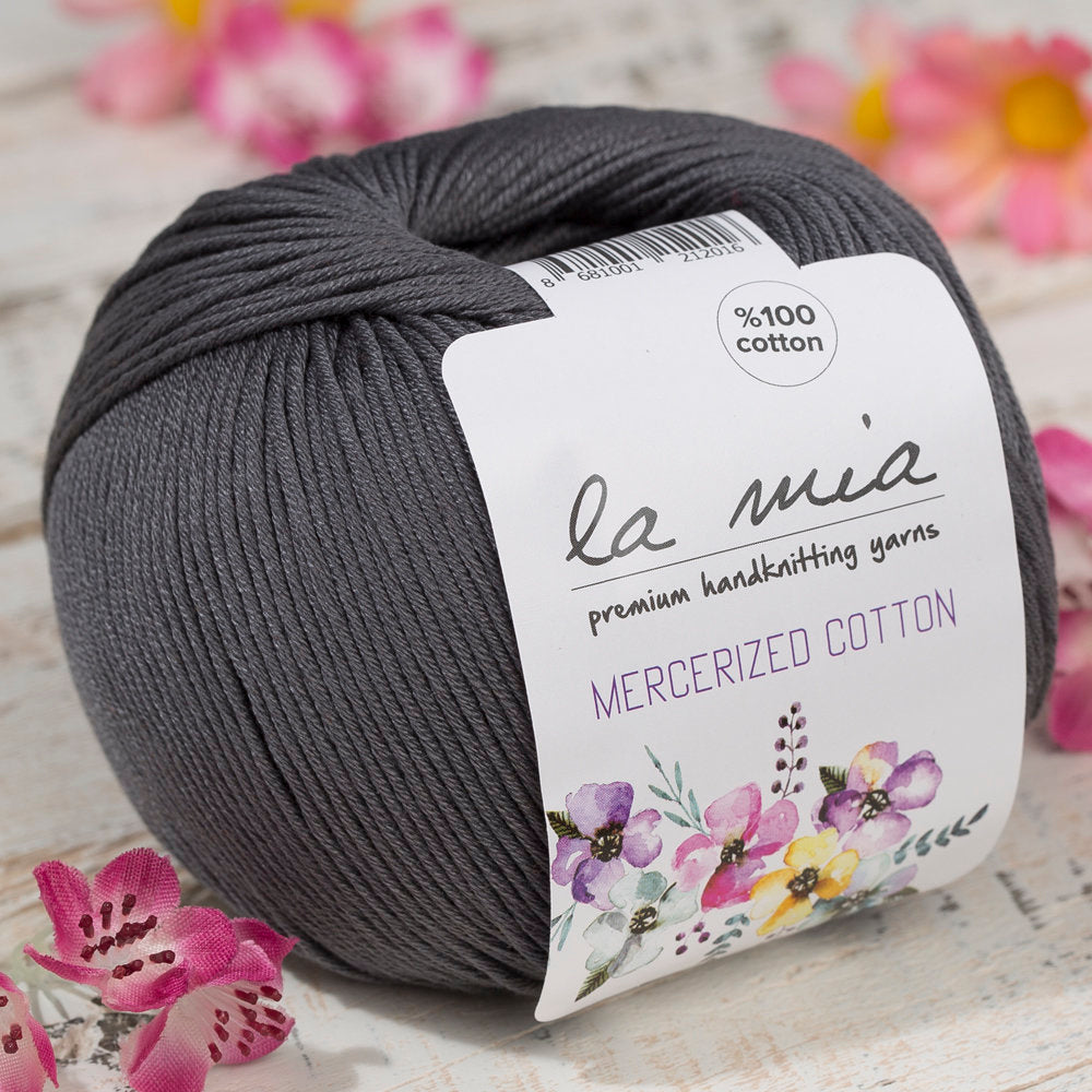 La Mia Mercerized Cotton Koyu Gri El Örgü İpi - 236