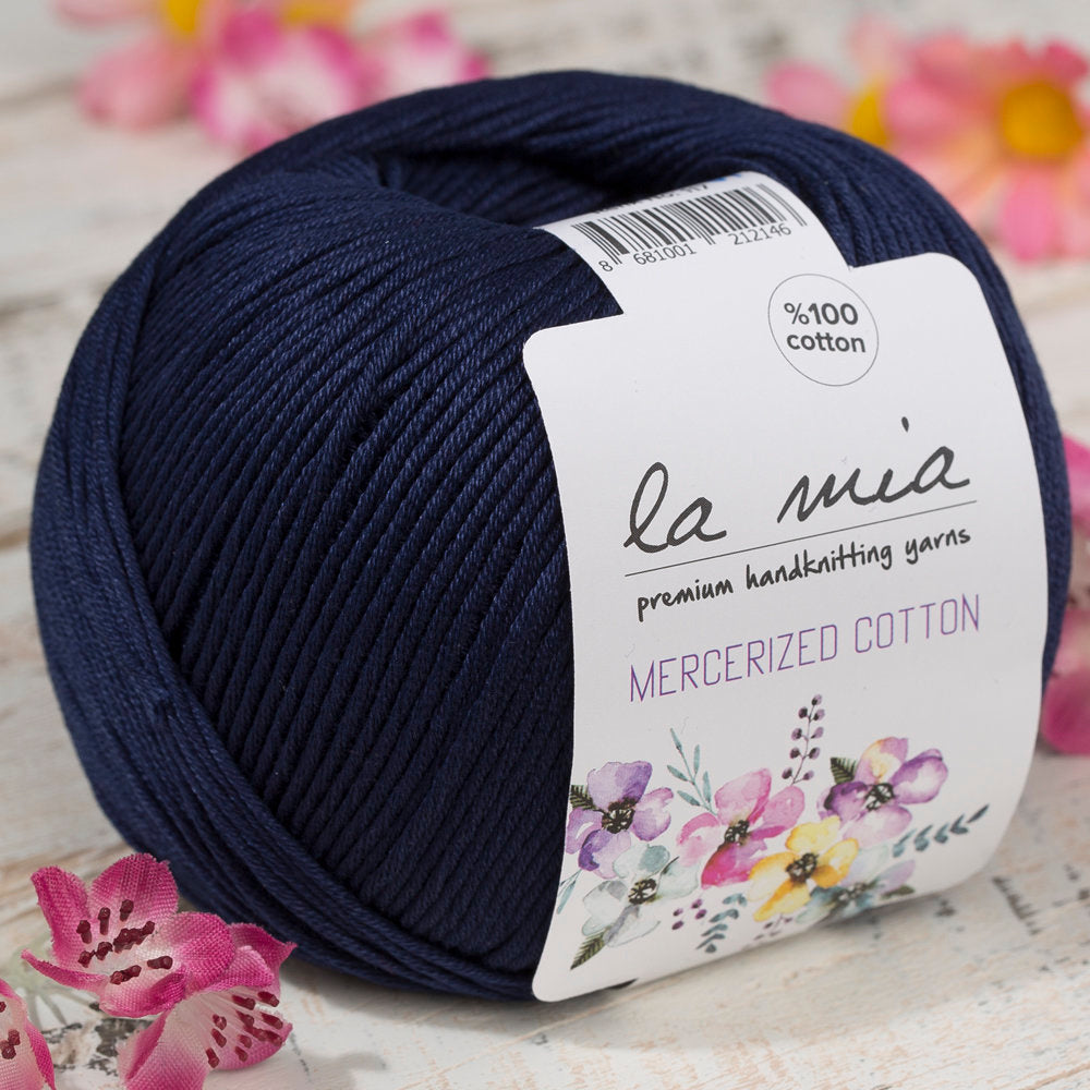 La Mia Mercerized Cotton Koyu Mavi El Örgü İpi - 117