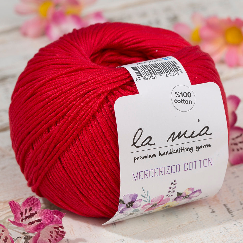 La Mia Mercerized Cotton Kırmızı El Örgü İpi - 19