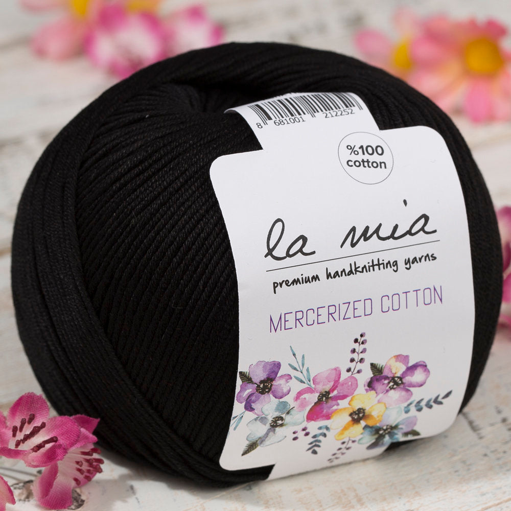 La Mia Mercerized Cotton Siyah El Örgü İpi - 1