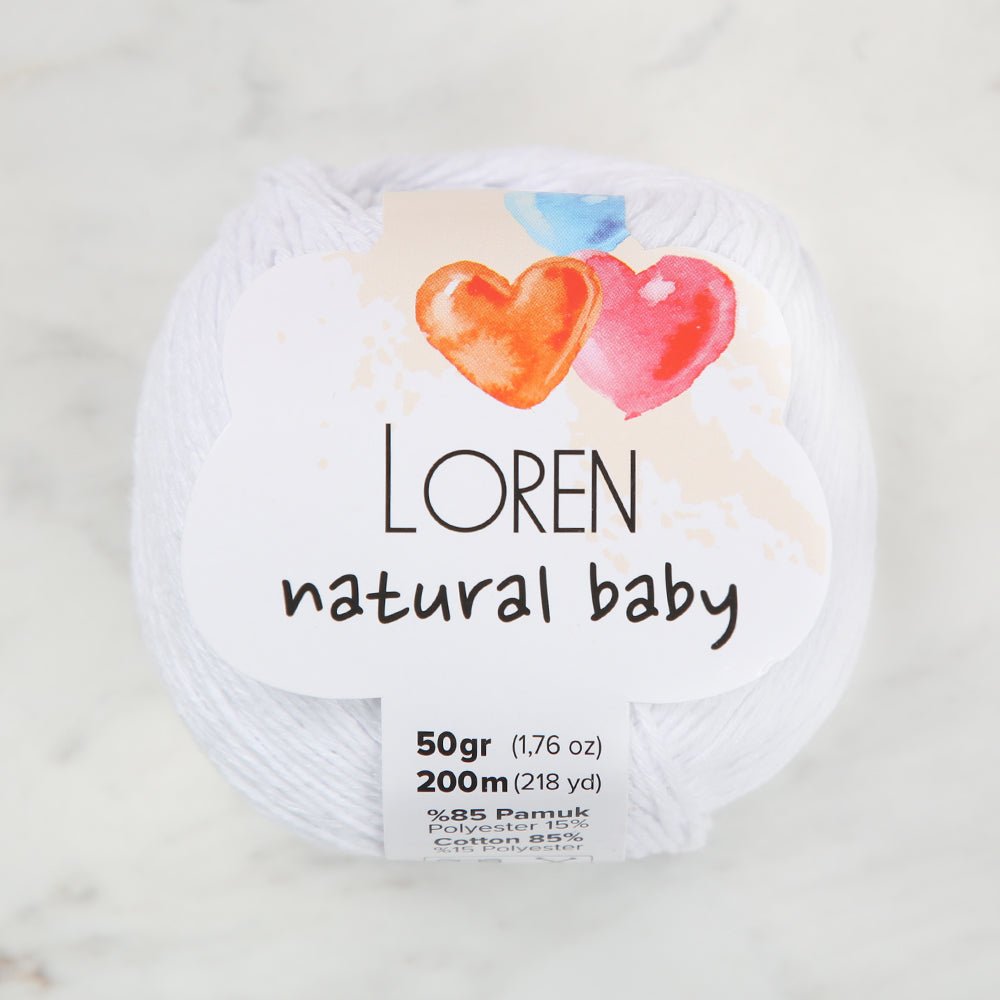 Loren Natural Baby Beyaz El Örgü İpi - R001