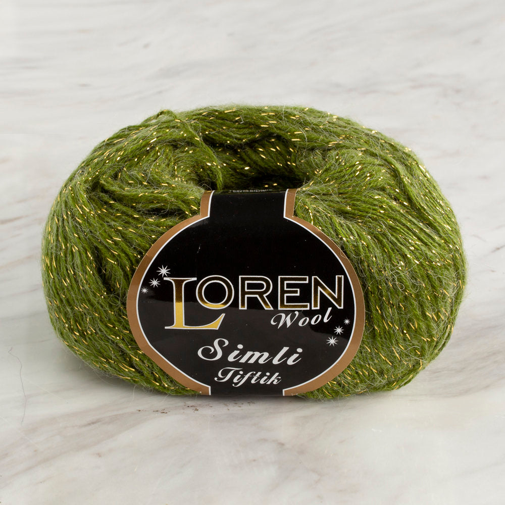 Loren Wool Simli Tiftik 10'lu Paket x 50 gr Yeşil El Örgü İpi - K2408