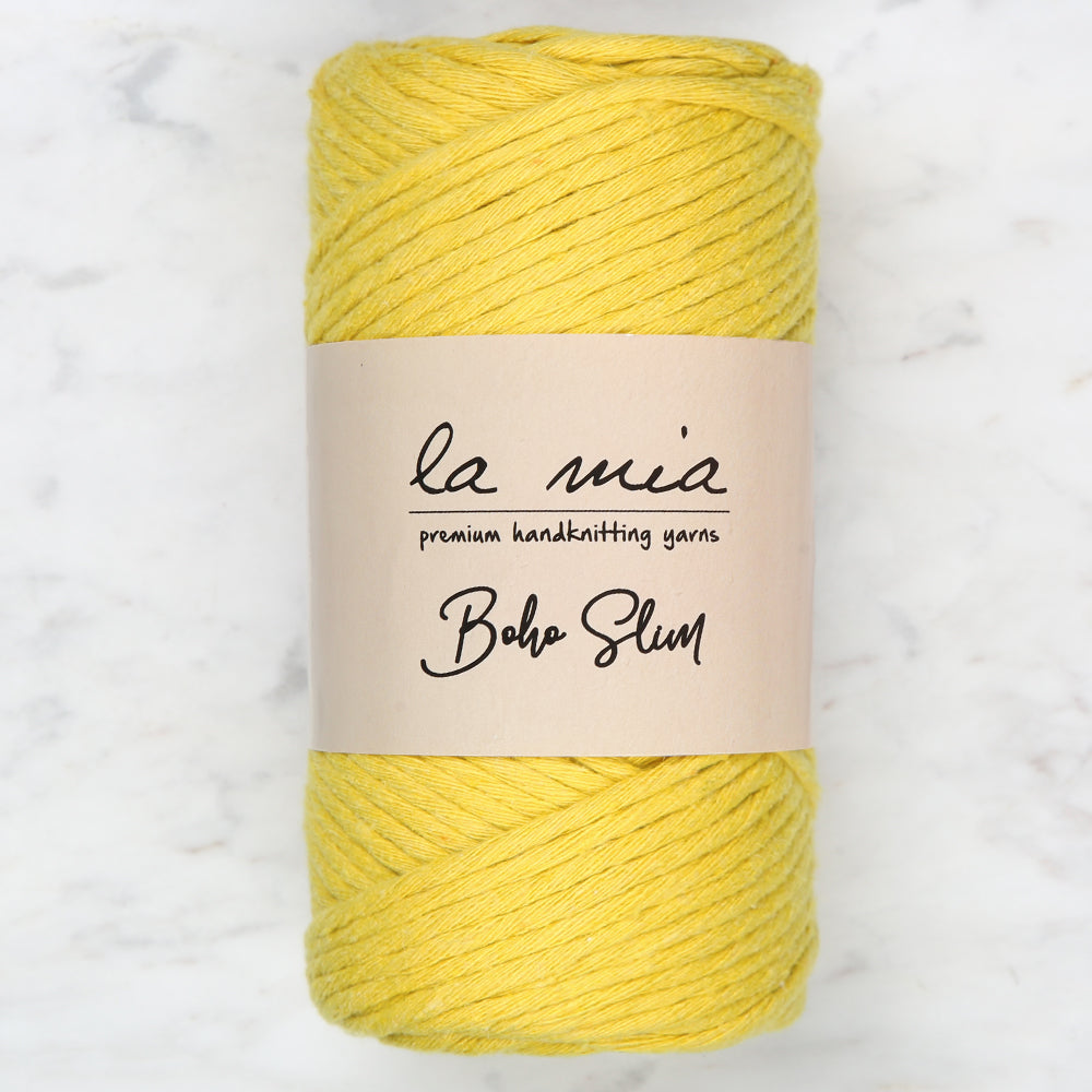 La Mia Boho Slim Sarı El Örgü İpi -L003