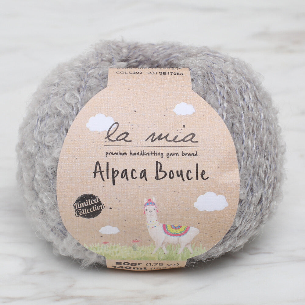 La Mia Alpaca Boucle 50 Gr Gri El Örgü İpi - L302