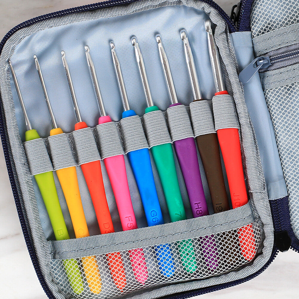 Loren Crafts Çantalı Tığ ve Örgü Aksesuarları Seti- Fil Desenli