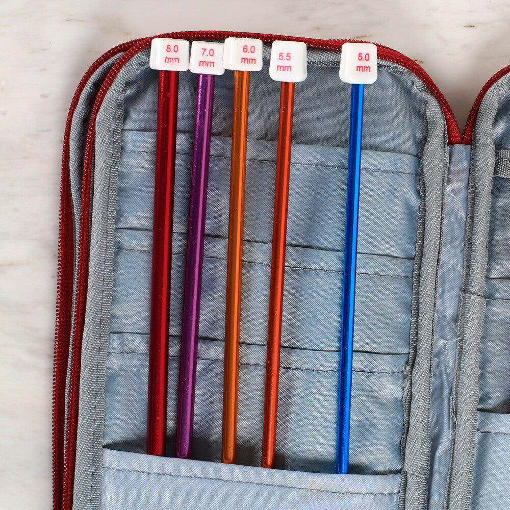 Loren Crafts Çantalı Tunus Tığı ve Örgü Aksesuarları Seti-Geyik Desenli