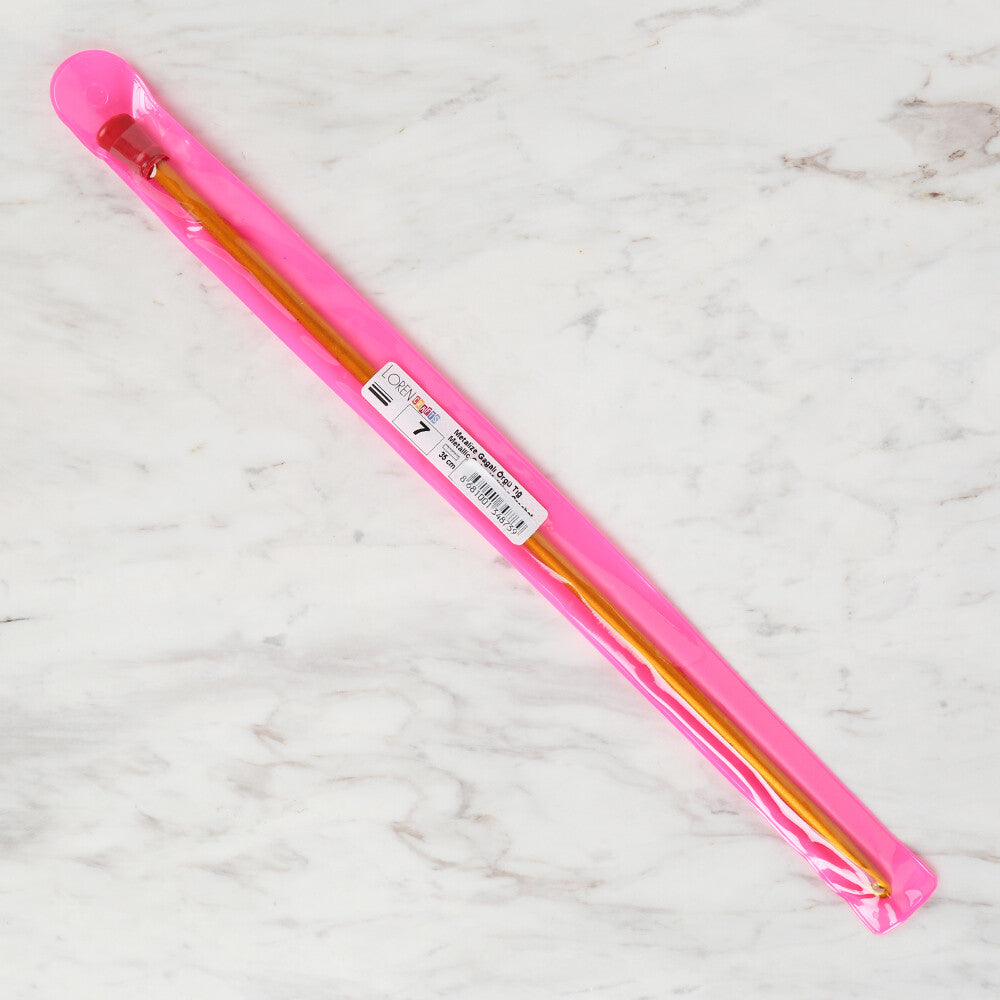 Loren Crafts 7 mm 35 cm Sarı Renkli Metal Gagalı Örgü Tığ - LRN327