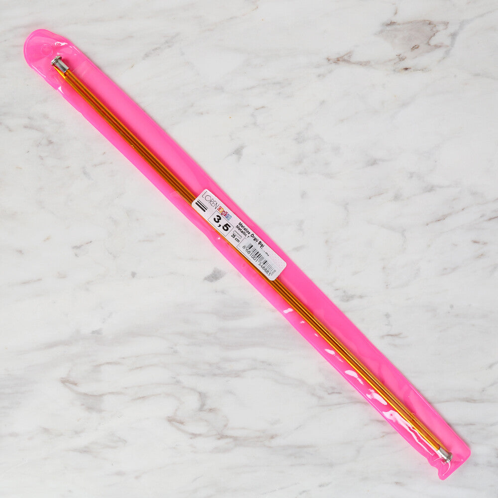 Loren Crafts 3,5 mm  35 cm Sarı Metal Örgü Şişi - LRN320