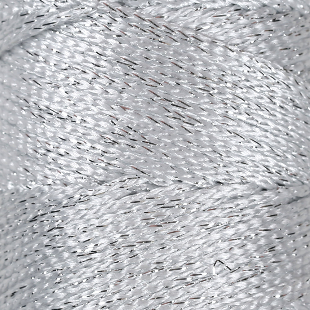 Loren Macrame Sparkle Simli Beyaz El Örgü İpi - RM 002