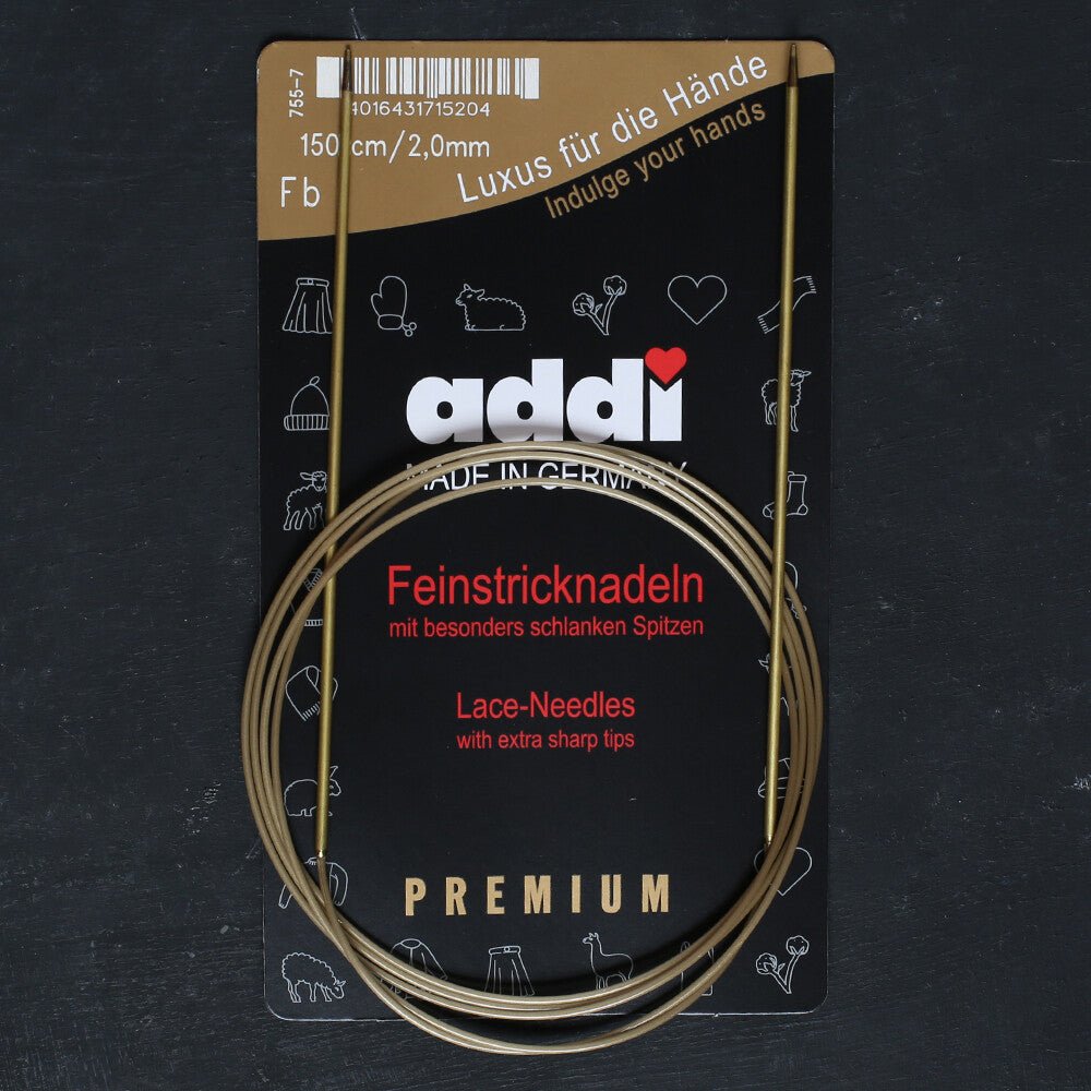 Addi 2 mm 150 cm Uzun Uçlu Misinalı Örgü Şişi- 755-7