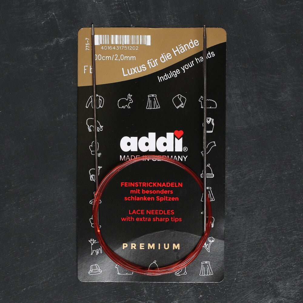 Addi 2,0mm 100cm Uzun Uçlu Misinalı Örgü Şişi - 775-7