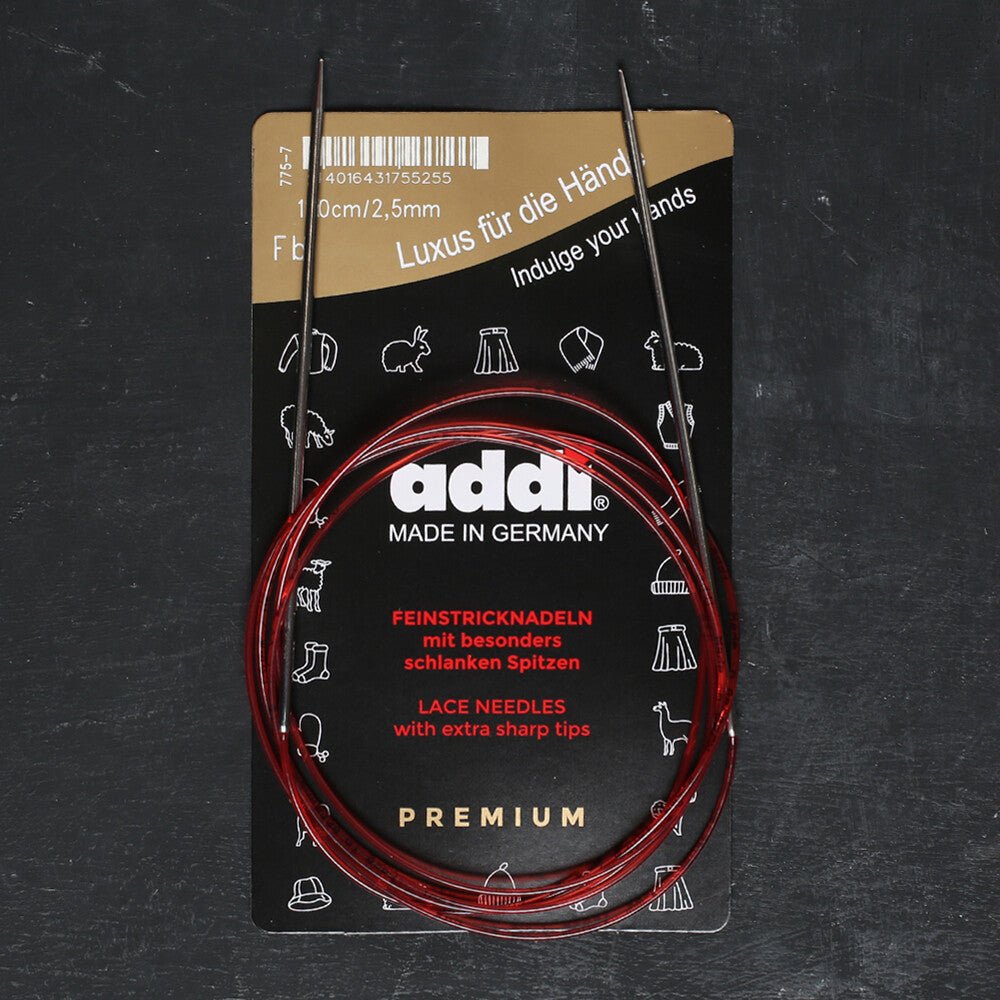 Addi 2,5mm 150cm Uzun Uçlu Misinalı Örgü Şişi - 775-7